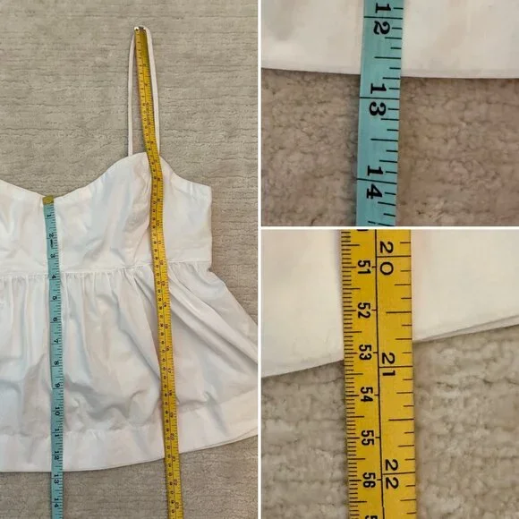 J Crew White Babydoll Cami Top Cotton Peplum Blouse Size Small Adjustable Straps - Picture 9 of 11